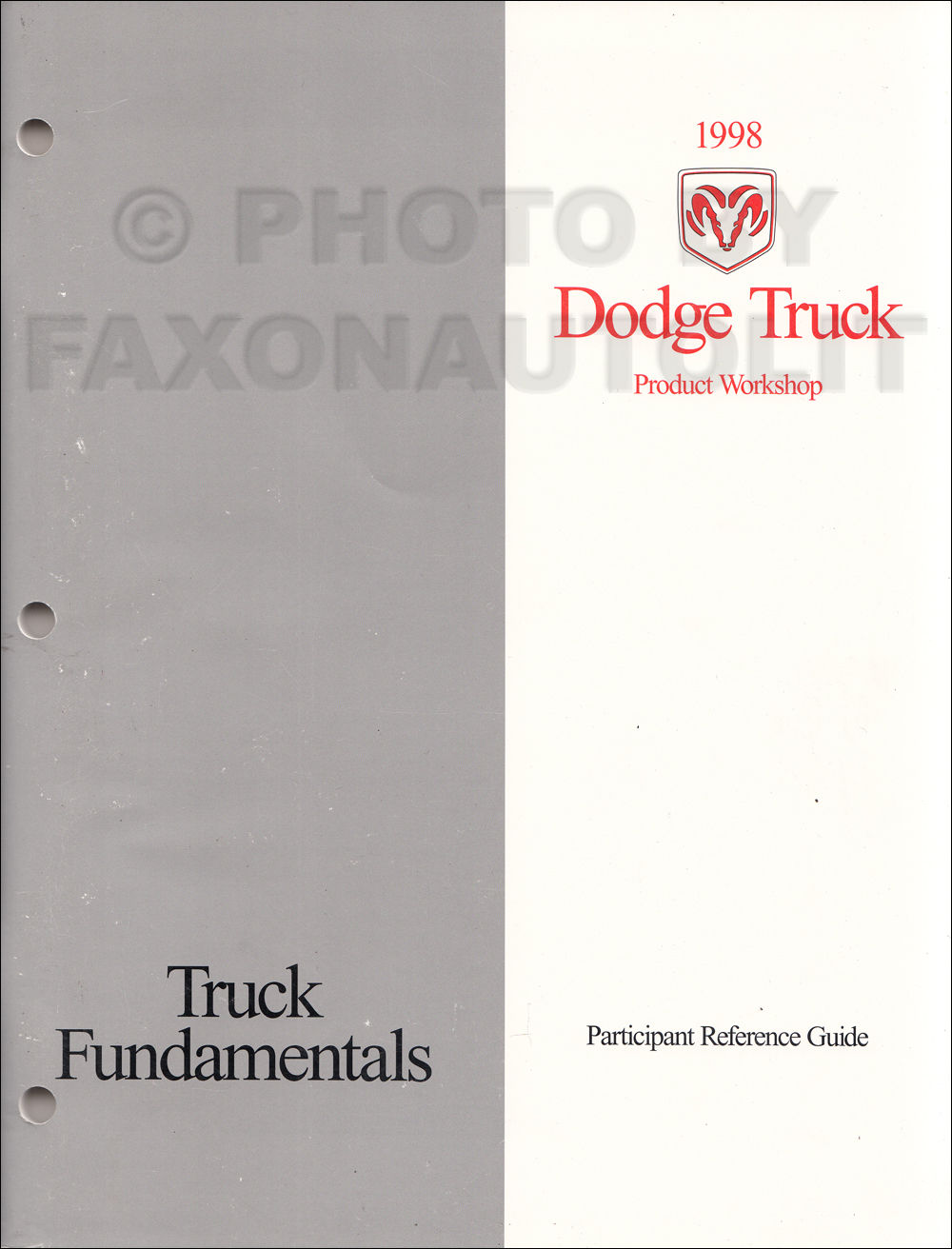 1998 Dodge Truck Fundamentals Workshop Reference Guide Original