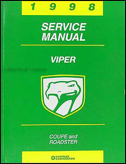 1998 Dodge Viper Coupe and Roadster Repair Manual Original 