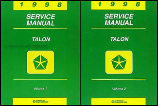 1998 Eagle Talon Shop Manual Original 2 Volume Set 