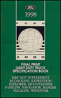 1998 Ford Truck SUV and Van Service Specifications Book Original