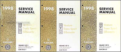1998 Venture Trans Sport Silhouette Repair Shop Manual Original 3 Vol. Set