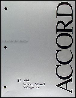 1998  Honda Accord V6 Repair Manual Supplement Original 