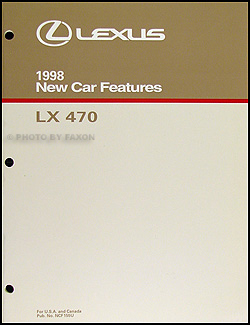 1998 Lexus LX 470 Features Service Training Manual Original