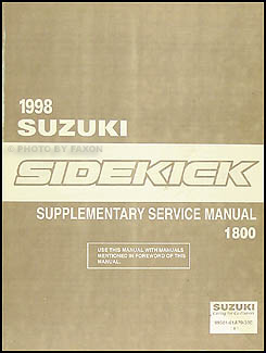 1998 Suzuki Sidekick Sport 1800 Repair Manual Supplement Original