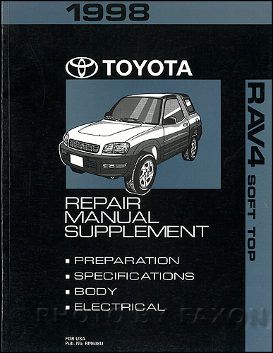 1998 Toyota RAV4 Convertible Top Repair Shop Manual Original Supplement
