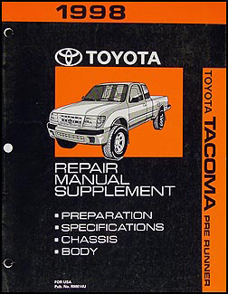 1998 Toyota Tacoma Pre Runner Repair Manual Original Supplement