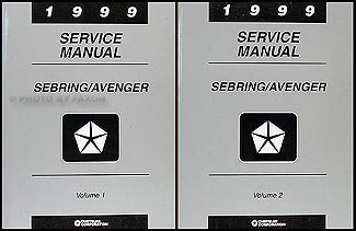 1999 Chrysler Sebring Dodge Avenger Repair Shop Manual Original 2 Volume Set 