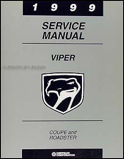1999 Dodge Viper Coupe and Roadster Repair Manual Original 