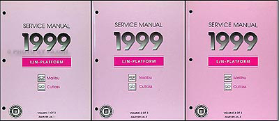 1999 Malibu and Cutlass Repair Manual Original 3 Volume Set 