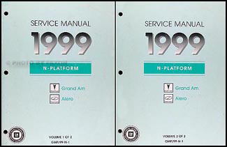 1999 Pontiac Grand Am Olds Alero Repair Shop Manual Original 2 Volume Set