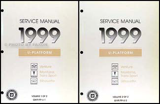 1999 Venture Montana Trans Sport Silhouette Van Repair Shop Manual Set of 2