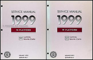 1999 Chevy Lumina & Monte Carlo Repair Manual Original 2 Volume Set 