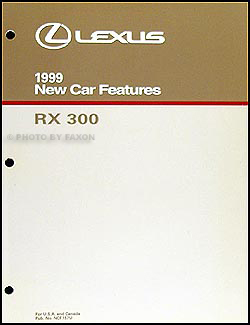1999 Lexus RX 300 Features Manual Original