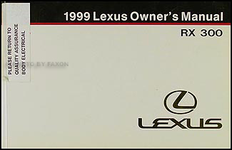 1999 Lexus RX 300 Owners Manual Original