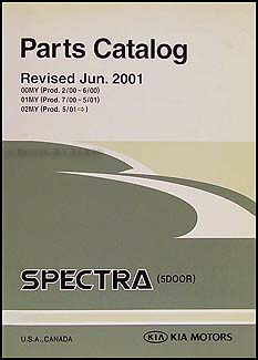 2000-2002 Kia Spectra Parts Book Original