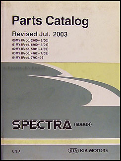 2000-2004 Kia Spectra 5-door Parts Book Original 