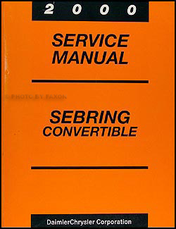 2000 Sebring Convertible Shop Manual Original 