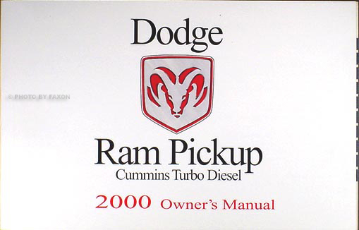 2000 Dodge Ram Cummins Turbo Diesel Pickup Truck Original Owner Manual