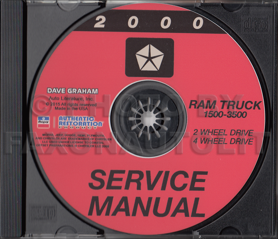 2000 Dodge Ram 1500-3500 Truck Repair Shop Manual CD