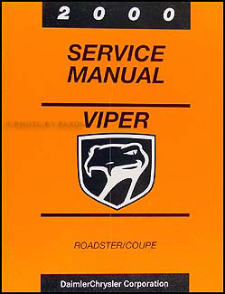 2000 Dodge Viper Coupe and Roadster Repair Manual Original 