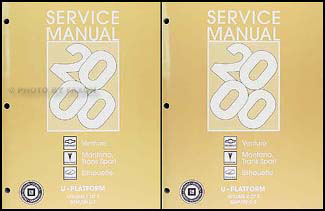 2000 Venture Montana Trans Sport Silhouette Van Repair Shop Manual Set of 2