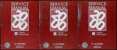 2000 Impala and Monte Carlo Repair Manual Original 3 Volume Set 