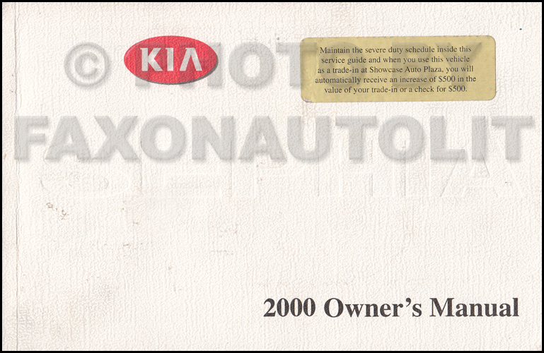 2000 Kia Sephia Owners Manual Original