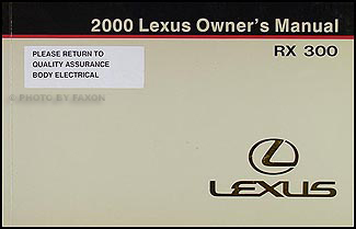 2000 Lexus RX 300 Owners Manual Original