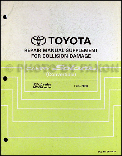 2000-2003 Toyota Camry Solara Convertible Body Repair Shop Manual Original Supplement