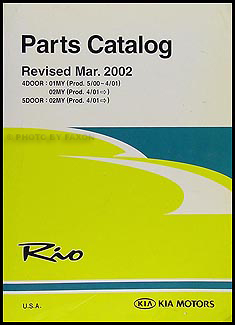 2001-2002 Kia Rio Parts Book Original 