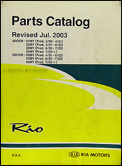 2001-2004 Kia Rio Parts Book Original 