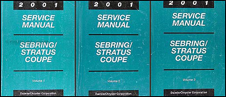 2001 Sebring & Stratus Coupe Shop Manual Original 3 Volume Set 