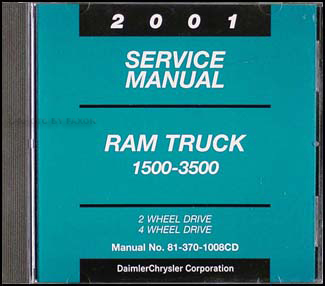 2001 Dodge Ram Truck CD-ROM Shop Manual Original 1500-3500