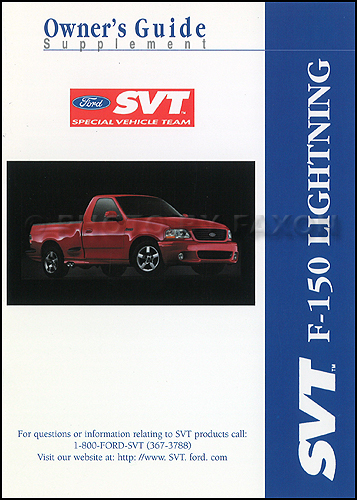 2001 Ford F-150 SVT Lightning Pickup Truck Owner's Manual Original Supplement