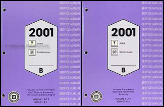 2001 Pontiac Aztek Preliminary Service Repair Manual Set