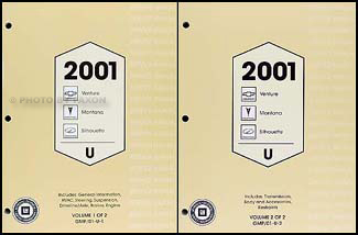 2001 Venture/Montana/Silhouette Repair Manual Original 2 Volume Set 