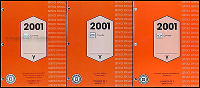 2001 Chevrolet Corvette Repair Manual Original 3 Volume Set 