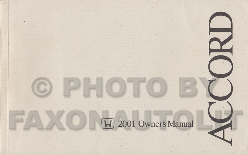2001 Honda Accord Sedan Owner's Manual Original 4 Door