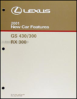 2001 Lexus GS 430 GS 300 RX 300 Features Manual Original