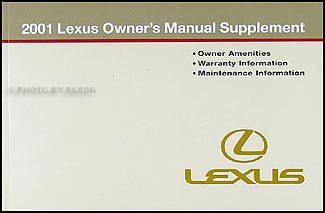 2001 Lexus Owners Manual Supplement Original