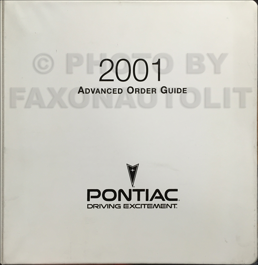 2001 Pontiac Advance Ordering Guide Original Dealer Album
