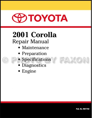 2001 Toyota Corolla Repair Manual Original