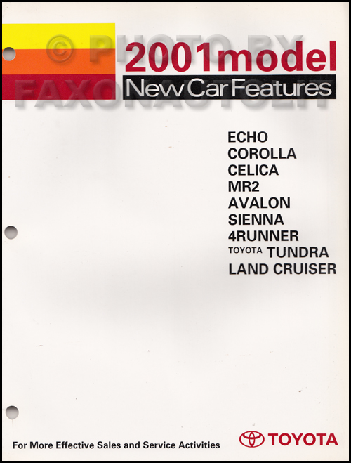 2001 Toyota Features Manual Original
