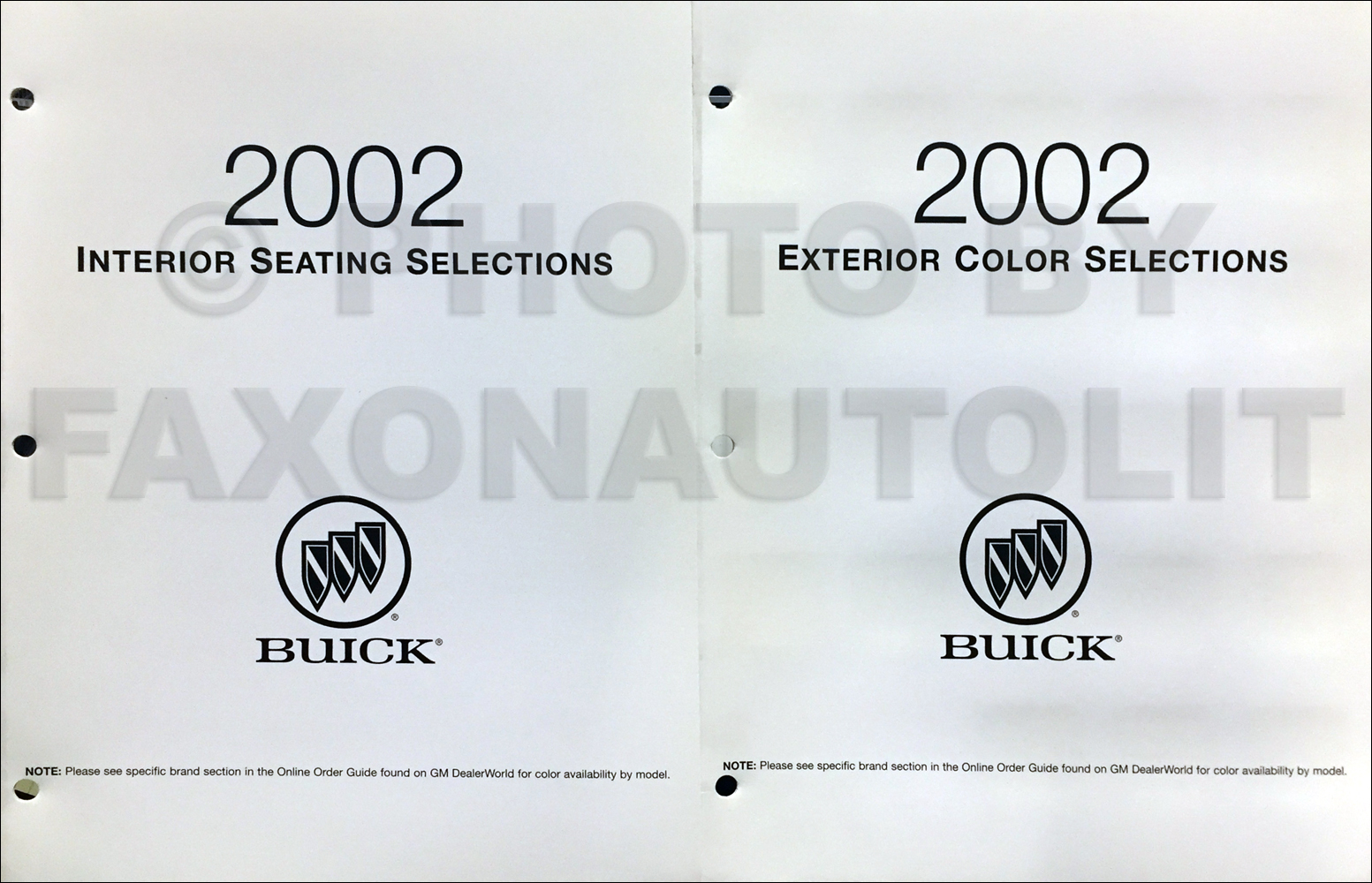 2002 Buick Color & Upholstery Folder Set Original