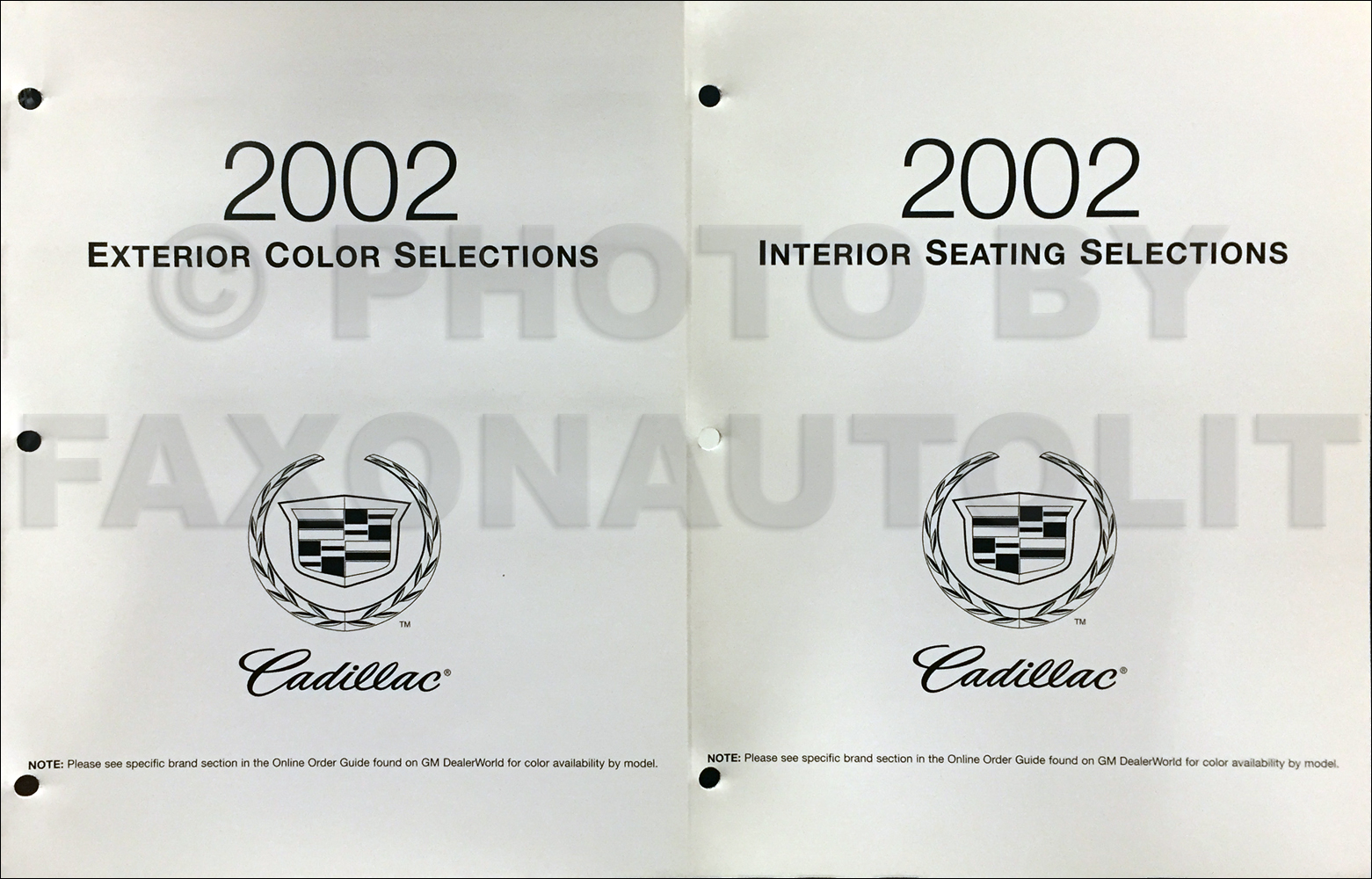 2002 Cadillac Color & Upholstery Folder Set Original