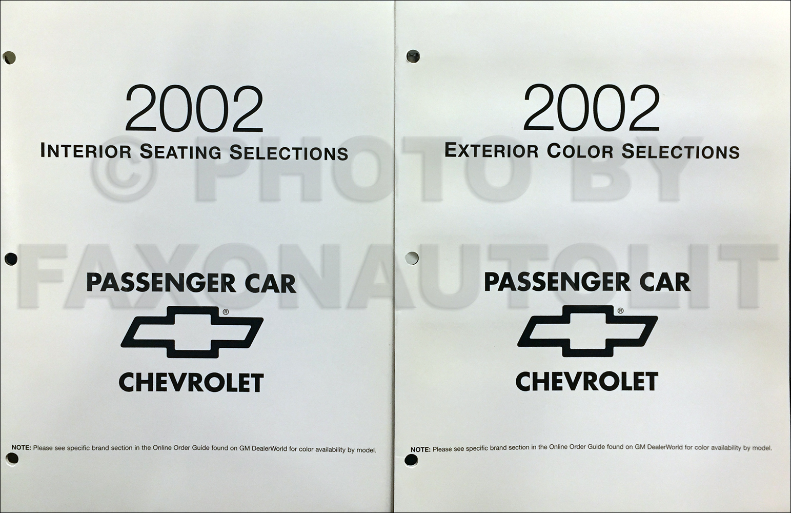 2002 Chevrolet Car Color & Upholstery Folder Set Original