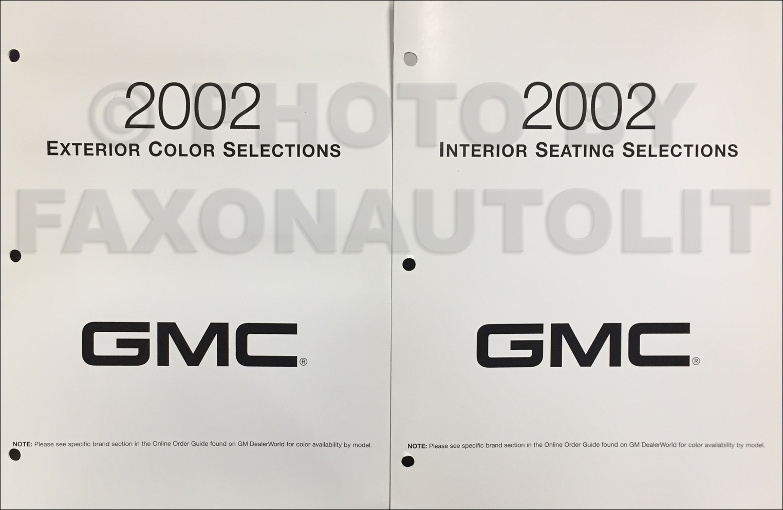 2002 GMC Color & Upholstery Folder Set Original