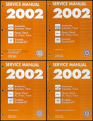 2002 CK8 SUV Repair Manual Set Avalanche Suburban Tahoe Denali Yukon, XL Escalade, EXT