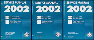 2002 CK 3500 HD Chassis Cab Repair Manual Original 3 Volume Set