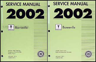 2002 Pontiac Bonneville Repair Manual Original 2 Volume Set 